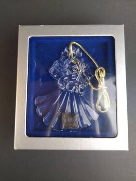 Sn190 Mikasa Sn190/581 Crystal Germany Christmas Cherub Halo Angel W Violin Ornament Box Vintg