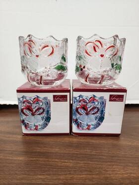 Wy558-610 Mikasa Celebrations By Crystal Votive Candle Holder Christmas Holiday Bells Lot