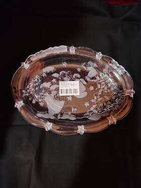 Wy835 Mikasa Holiday Lights Christmas Sweet Dish 9 Inch X 7 Oval Platter Angels Glass