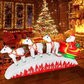 In0001 Milbopax 10ft Christmas Inflatables Outdoor Decorations Santa Claus With 3 Reindeer S