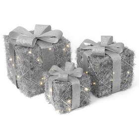 Milleloom 198723534114 Lighted Gift Box Set Of 3 Christmas Decoration Boxes With Bow Pre-lit Prese