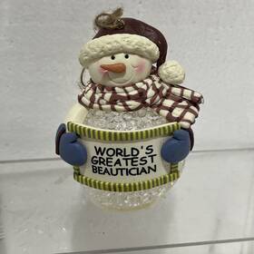 Mine 788373027182 Led Lighted Snowman- Christmas Ornament Beautician Hair Stylist Salon
