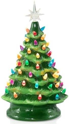 Minetom 445011133195 13 Inch Ceramic Christmas Tree Tabletop With Multicolore