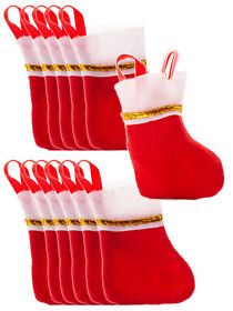 16365 Mini Gold Trimmed Gift Decoration 5inch Christmas Stocking Red White 12 Pack