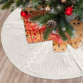 Cts01 Mirok Knitted Christmas Tree Skirt 48 Inch Knit Rustic Cream I