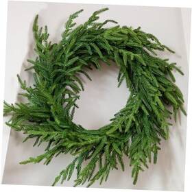 25-sbyq-slq-24in Miss Irose 24 Inch Wreath Real Touch Christmas For Front Door Winter Norfolk Pine