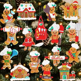 0316gmo Miucat 16pcs Gingerbread Ornaments For Christmas Tree Cute Kitchen Multi Color