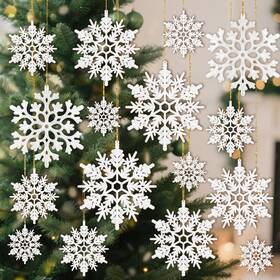 Xxh-sl001 Miucat 42pcs White Snowflake Ornaments - Christmas Tree Decorations