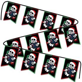 Lq003 Mlsyqsm Merry Christmas Bunting Banner Jack Skellington For
