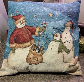 Mohawk 797786131553 Vintage Usa Made Snowman Pillow Red Blue White Home 17x17 Christmas