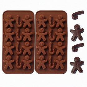 8541880950 Moldfun 2-pack Gingerbread Man Chocolate Molds Set - Christmas Party Gingerbr