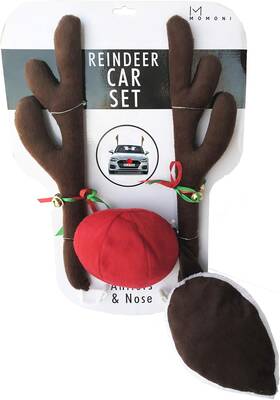 Chr-ant-120 Momoni Premium Reindeer Car Kit Antlers Nose Tail- Rudolph Set Christmas Dec