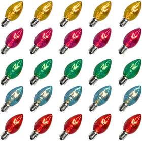 Dosnto001 Monkeydg 25 Pack C7 Multi-color Christmas Replacement Bulbs Clear Outdoor String Light