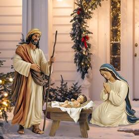 Morningro-fjdqw9p83yh Morningro 3 Pcs Metal Christmas Outdoor Nativity Scene Set Large Holy Family De