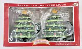 Mr. Christmas 051053108397 90th Anniversary 16 Oz Lidded Ceramic Tree Mugs Set Of 2