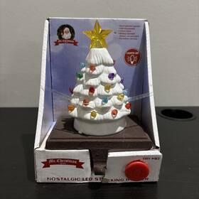 Mr. Christmas 051053114992 Led Light Up Nostalgic Ceramic White Tree Stocking Holder New
