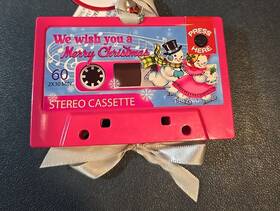 Mr. Christmas 051053129606 Retro Musical Cassette Ornament Pink We Wish You A Merry