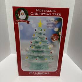 Mr. Christmas 051053193249 Ceramic Retro Nostalgic Tree 16 Inch Seafoam Green With Box