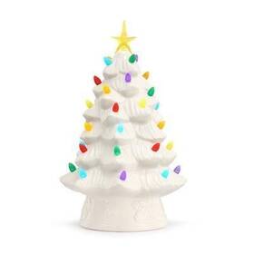 Mr Christmas 051053194048 Mr. Light-up Led Tabletop Ceramic 12 Inch Tree White