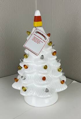 Mr. Christmas 051053997236 Halloween Ceramic 12 Inch Candy Corn Xmas Like Tree Led Light New