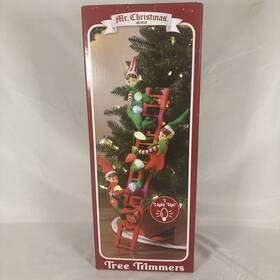 10277 Mr. Christmas 27.5 Inch Tree Trimmer Elves On A Ladder Led Illuminated