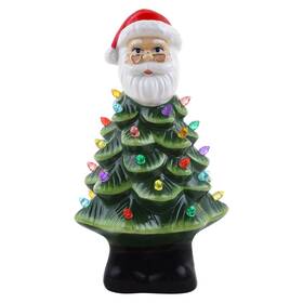 18745 Mr. Christmas 8-inch Ceramic Tree With Led Lights Indoor Santa Decoration Nosta