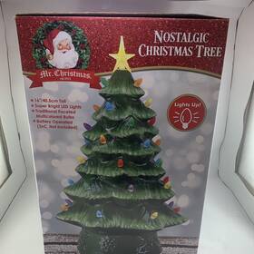 19307 Mr. Christmas 16 Inch Nostalgic Tree Green Ceramic Multicolor Led