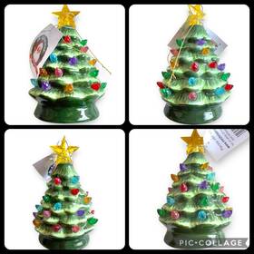 51053-19444 Mr. Christmas Set Of 4 Tree Trees Lighted Green Ceramic/ Approx 5 Inch Each Nwt
