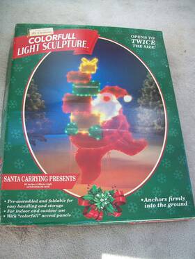 60983 Mr. Christmas Colorful Light Sculpture Santa Carrying Presents 66 Inch H Vintage 1998 Mr.christmas