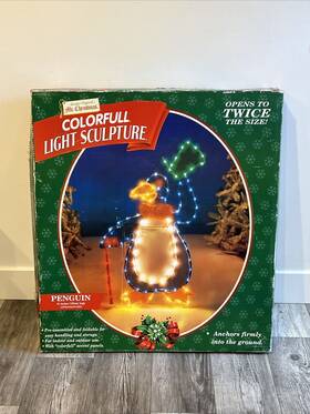 M97124 Mr. Christmas Penguin Colorful Light Sculpture 51 Inch Vintage 1999 #58971