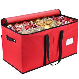 Mrrihand 708858649142 Christmas Ornament Storage Box Xmas Decoration Organizer With Adjustable Div