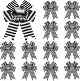 Ow-mtlee-45 Mtlee 12 Pieces Christmas Burlap Bows Black White 1.6 Inch Wide