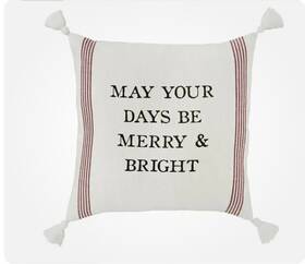 41600570b Mud Pie Christmas Large Tassel Throw Pillow - May Your Days Be Merry And Bright