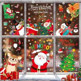 Ab-001 Multper Christmas Window Clings Decorations Santa Snowman Reindeer