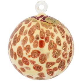 21bis Murano Fl Rw Glassofvenice Glass Medium Christmas Ornament - Red And White Festive Lig