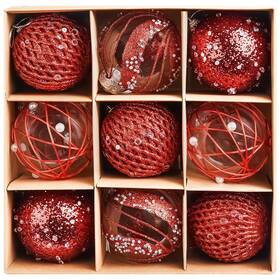 Murealy 717717631570 3.15 Inch Foam Large Christmas Ball Ornaments Glitter Sequin Balls Red Sha