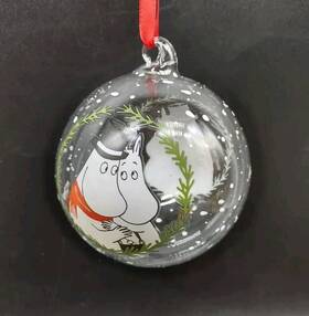 Td126405mb Muurla Moomin Glass Christmas Ornament Ball With Box- Moominmamma And Mooninpappa Cute