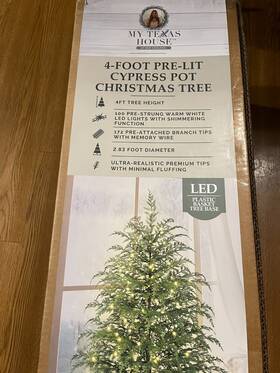 342t24006 My Texas House Potted 4ft Pre-lit Twinkle Led Cypress Artificial Christmas Tree