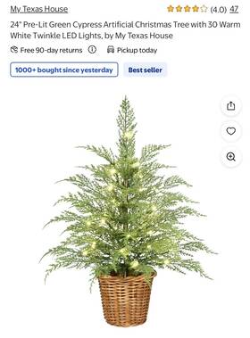 391t25003 My Texas House 2ft Pre-lit Cypress Pot Artificial Christmas Tree New 2025 24 Inch