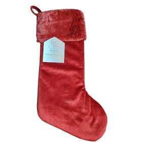 My Texas House 735732392801 20 Inch Red Velvet Christmas Stocking With Plush Cuff