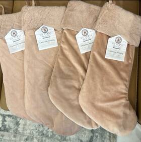 My Texas House 735732392849 20 Inch Blush Pink Velvet Christmas Stocking Nwt Set Of 4 Tarralin