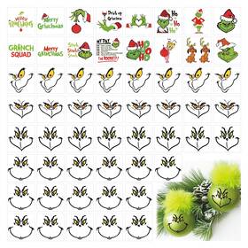 Face56 Myjmn 56 Pcs Christmas Face Decal Stickers For Crafts Small 2 Inch Rub On Transfers