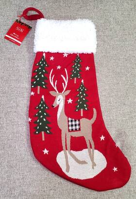 S-7989 Myra Bag Christmas Stocking Hanging Happy Holiday Reindeer Large 20 Inch