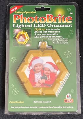 Mystic Ind 045034693033 New Christmas Photobrite Lighted Led Ornament Battery Operated. In Package