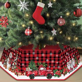 Nahjiiem 737879906484 Christmas Tree Collar For Artificial Trees Buffalo Plaid Rustic Country Red