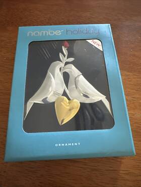Mt1518 Namb Nambe 12 Days Of Christmas Ornament Two Turtle Doves - Silver Plate And Gold