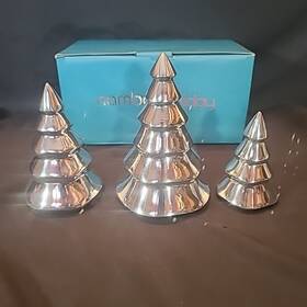 Mt1369 Nambe Mini Christmas Tree Figurine 3-piece Set Stacking