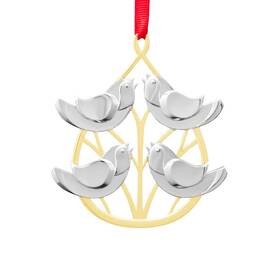 Mt1634 Nambe Namb Twelve Days Of Christmas Four Calling Birds Ornament Silver-p