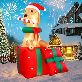 Naruby Na-xms-5ft-dog 5ft Dog Christmas Inflatables Outdoor Golden Retriever Inflatable