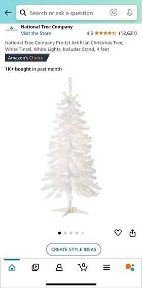 National Tree Company 729083189357 Pre-lit Artificial Christmas White Tinsel Lights Includes Stand